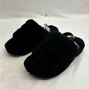 UGG Black Fuzzy Slide Slippers women’s size 7
